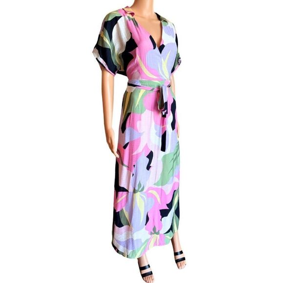 Vero Moda Floral Maxi Dress Medium Colorful Pink Purple Abstract Boho Party - Picture 3 of 6